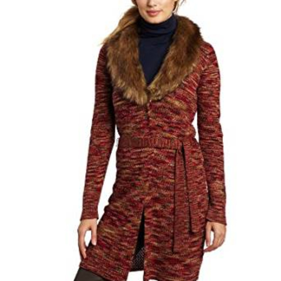 Jones New York Sweaters - JONES NY SPORT FUR COLLAR cardigan sweater coat S